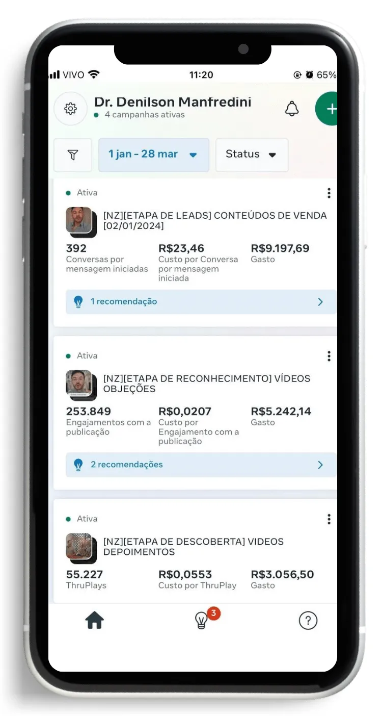 Tráfego pago para dentistas: resultados das campanhas da Desagência no gerenciador de anúncios