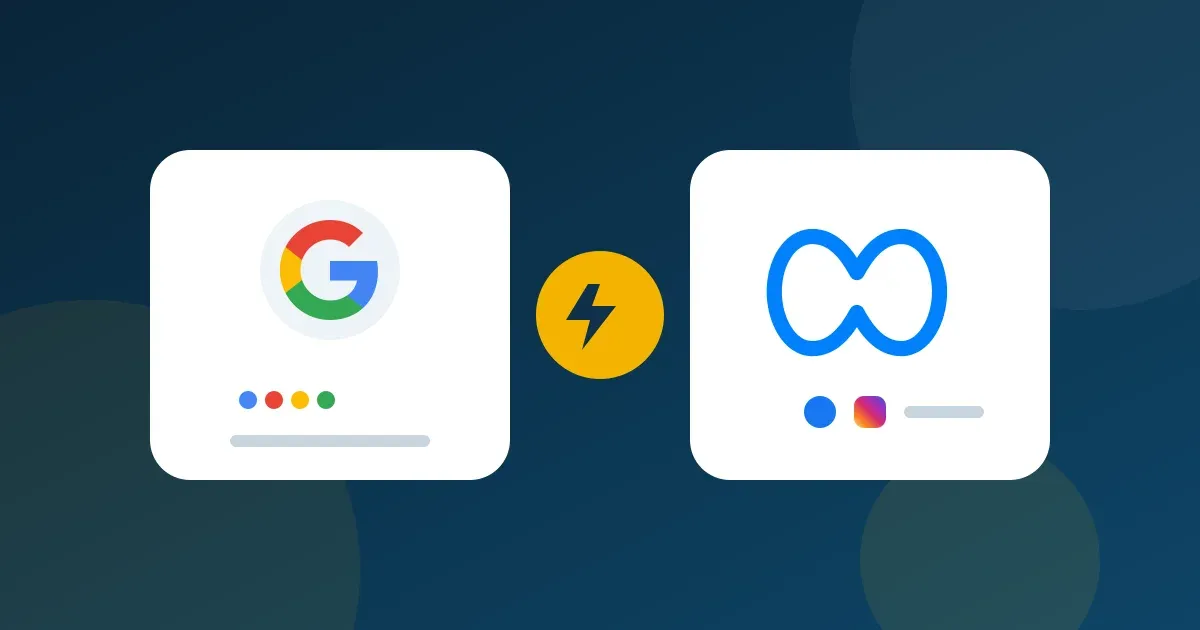 Comparação entre anúncios do Google Ads e do Meta Ads